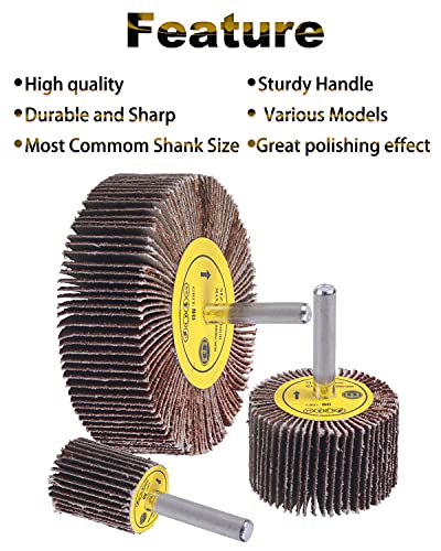 40 Pack 1/4" Flap Wheel Sander Set 80 Grit, 8 Sizes