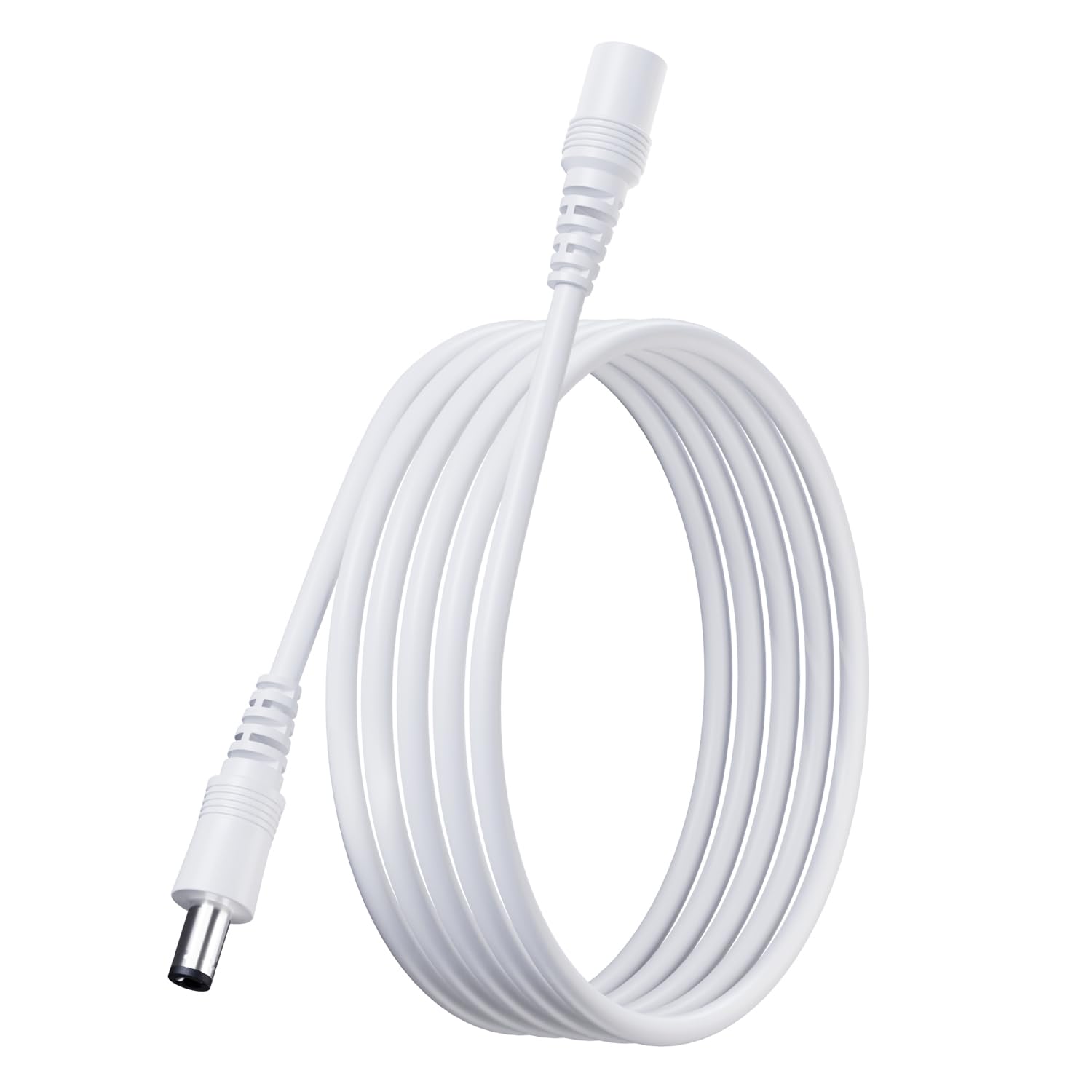 OXZEEWEE 3M Pure Copper Power Extension Cable, 5.5mm x 2.1mm Female to Male, DC 12V Power Extension Cord for Security Camera CCTV IP, Router, LED Strip, DC Power Supply Adapter and More-White