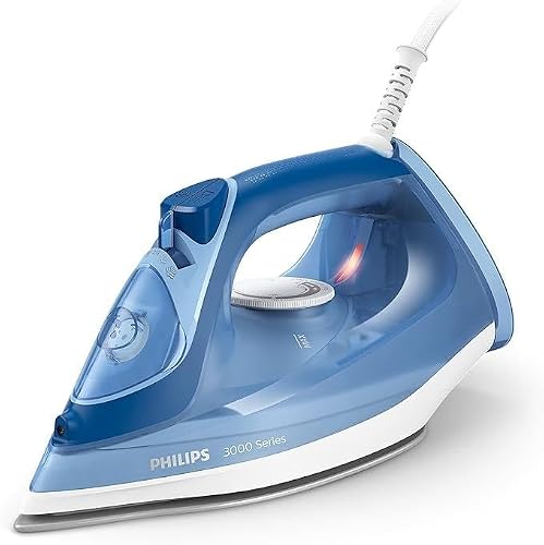 Philips Dampfbügeleisen 3000 Serie, Blau, 2400 W | 40 g/min Dauerdampf, 180 g Dampfstoß, Keramik Bügelsohle, 300 ml Wassertank (DST3031/20)