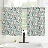 Leaf 2pc Kitchen Curtain Set Short Window Treatment Tiers Curtain Semi Blackout Curtains Rod Pocket