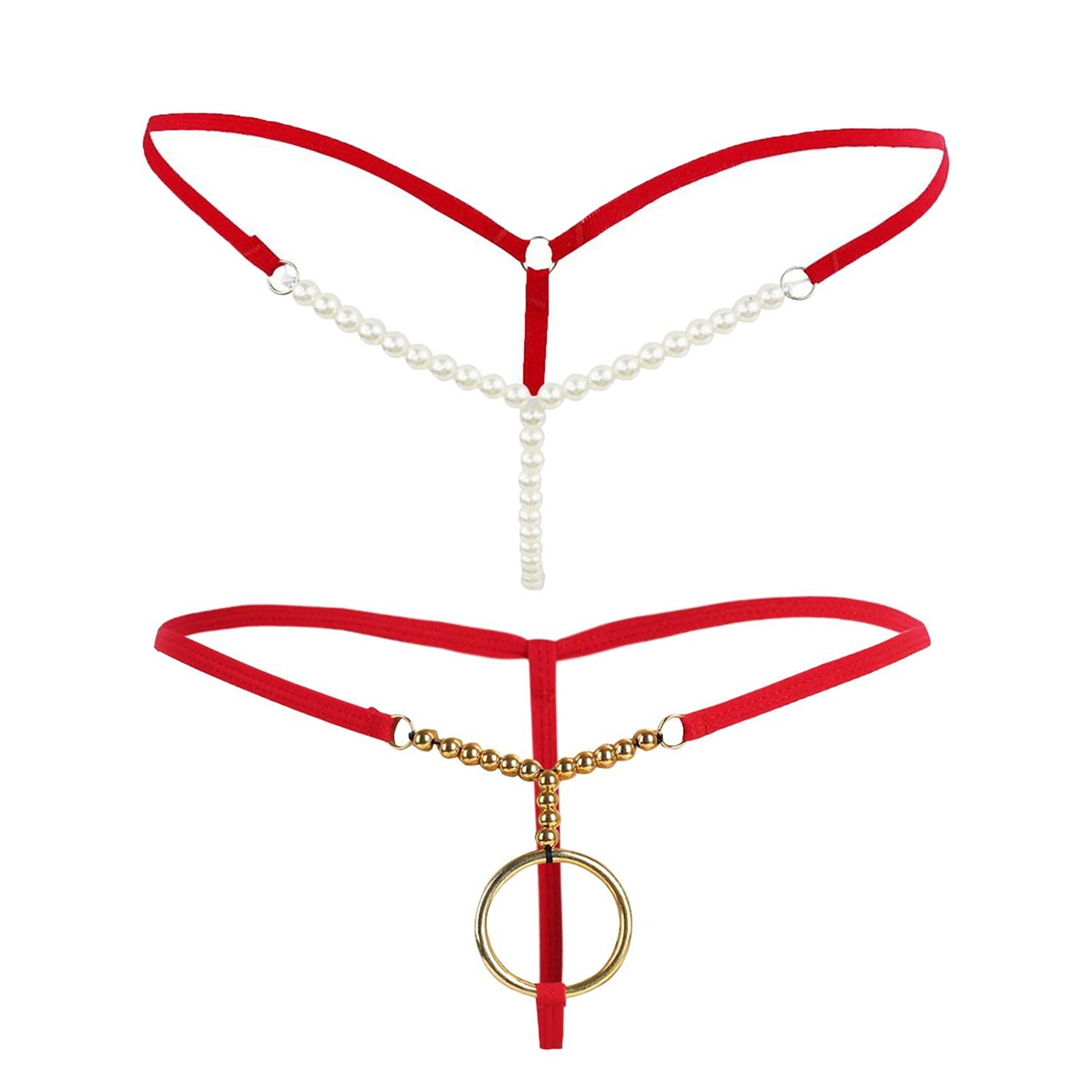 Polyester Blend Men And Women Open Pouch G String Thong Hot And Sexy Combo Pack Free Size Red