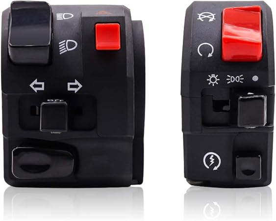 Amazon Aoling 汎用オートバイハンドルバースイッチ ボックス左右の組み合せ 高低ビーム ターンシグナル切替 ハザードボタン ホーン オン オフ ヘッドライトコントロール多機能集中 バイク電装用スイッチ 車 バイク