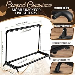 Flexzion Support de 7 Supports Multiples pour Guitares – Support Universel Pliable et rembourré – Emplacement pour Basse – pour Guitares acoustiques électriques et Instruments de Musique - Les Beatles, Paul McCartney, John Lennon, RIngo Starr, George Harrison Flexzion Support de 7 Supports Multiples pour Guitares - Support Universel Pliable et rembourré - Emplacement pour Basse - pour Guitares acoustiques électriques et Instruments de Musique – Image 6
