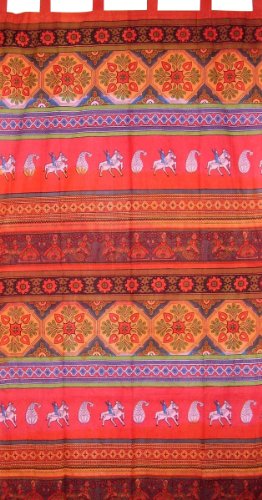 Indian Print Tab Top Curtain Drape Panel Cotton 44