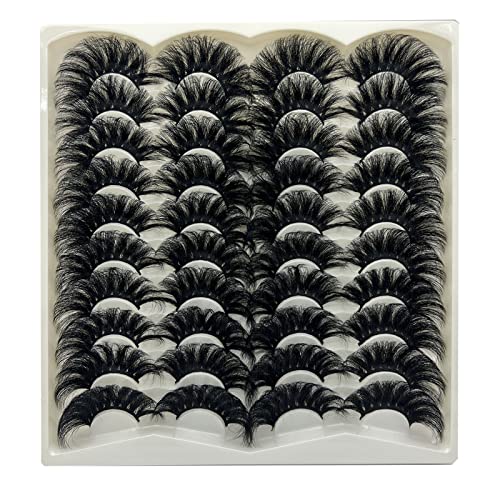 25Mm Lashes Mink Fluffy Long 20 Pairs Dramatic 3D Mink Lashes Pack, Reusable 5D Thick Long 25 Mm False Mink Eyelashes Bulk #TOP5