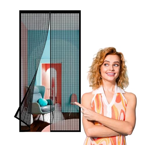 Moustiquaire porte magnétique 170 x 264 cm rideau anti mouche noir amovible