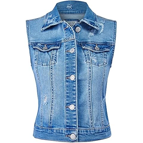 FashionMille Women Slim Fit Crop Sleeveless Distressed Jean Denim Vest Jacket-FWV1037-MEDIUM-S Cover
