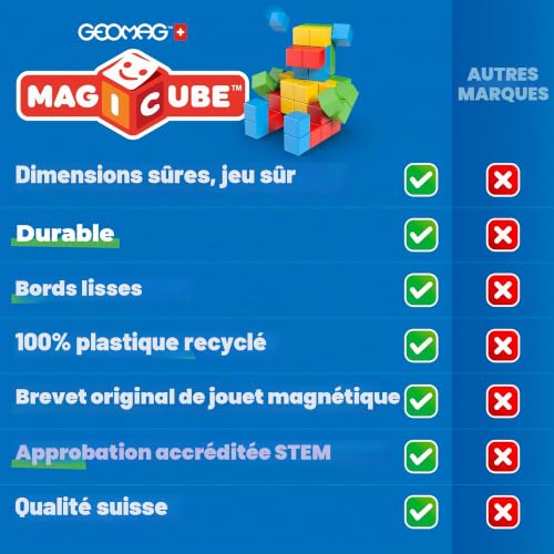 Geomag Jeux de Construction Magnétique pour Enfants Magicube Jouets éducatifs pour Garçons et Filles 100% Recyclé 8 Cubes Magnétiques Collection - vue 10