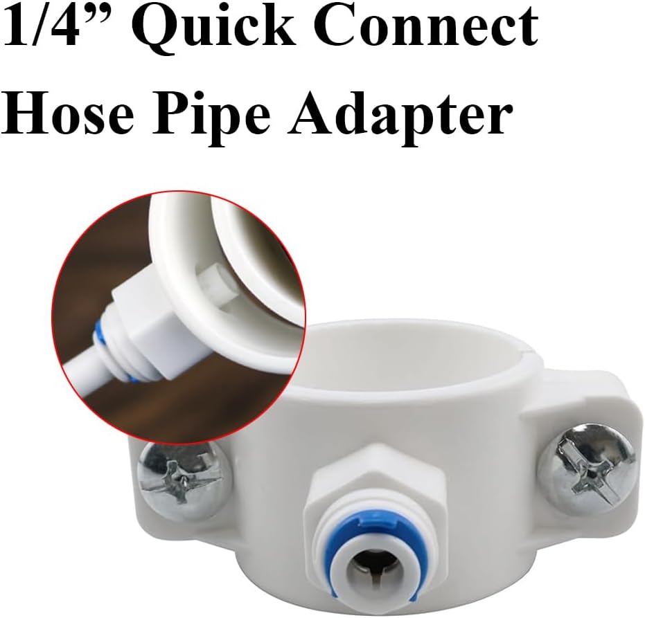 Pack of 2 Drain Saddle Valves, Water Filters, Saddle Clamp with 1/4" Quick Adapter for RO Systems and Water Filters