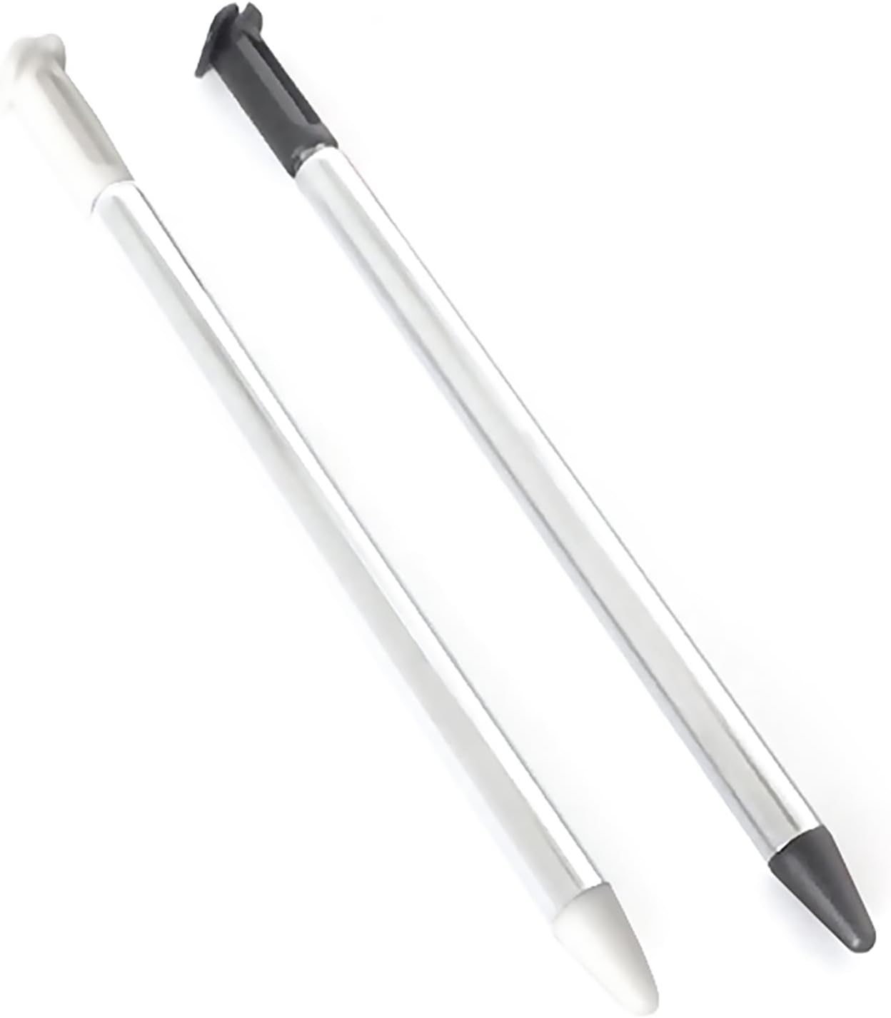 New N3DS Extra Stylus Telescopic Metal Touch Pen Black/White Replacement, for Nintendo New 3DS New3DS Small Handheld Console, Touchscreen Telescoping Pencil Touchpen 2 PCS Set Accessories