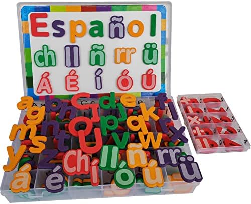 Spanish Magnetic Letters Alphabet Magnets - Letras Españolas Y Números Magnéticos para Niños, 4 Colors for Classroom and Home Teaching, 4 Colores para La Enseñanza en Aula y Casa(4 Sets ES1)