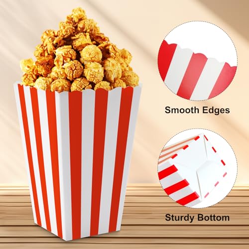 Nadisean 50Pcs Popcorn Boxes Small,5 Colours Popcorn Bags, Retro Popcorn Bucket, Cartons Popcorn Box, Striped Paper Popcorn Sweet Candy Containers Cardboard for Movie Night, Sweets, Party - Image 3