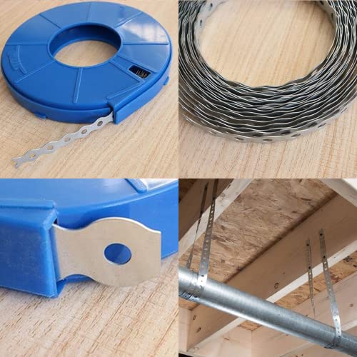 Aoof Pipe Strip Galvanized 30Ft Perforated Metal Hanger Straps Metal Strapping With Holes ½ Inches Width,For Pipe Fixing #TOP6