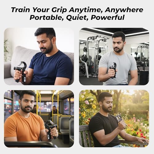 Image of Durafit91 Adjustable Hand Grip Strengthener with Counter (60kg) - Hand Gripper for Men & Women, Forearm & Finger Exercise Equipment for Gym & Home