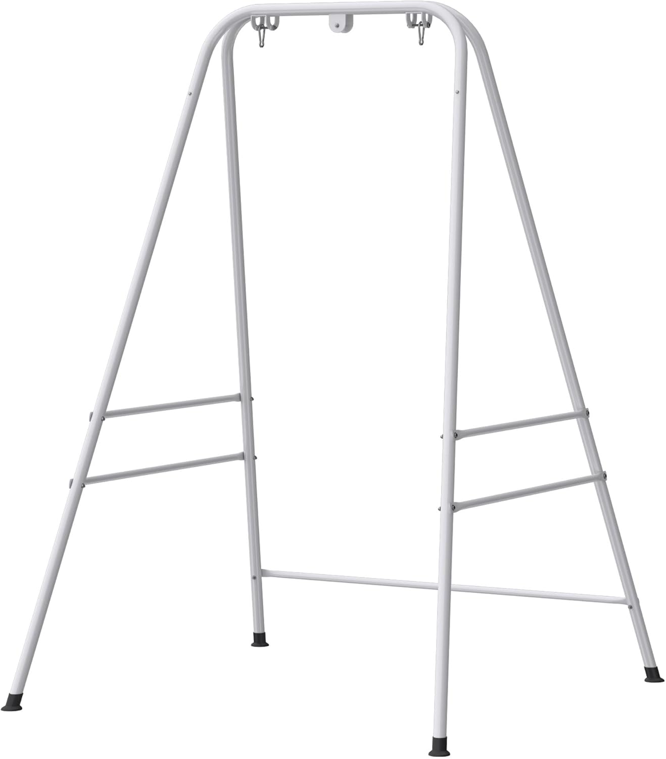 Indoor/Outdoor Hammock Chair Stand – White Powder-Coated Steel, 330lb Rated, 54.3"x50.8"x72", Anti-Slip Pads, 3 Rings & Carabiners