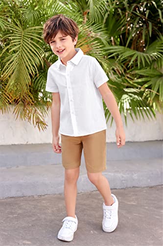 Toddler Baby Boys Button Down Shirts Short Sleeve White Dress Shirt Soft Cotton Kids Tops 1-2T #TOP1