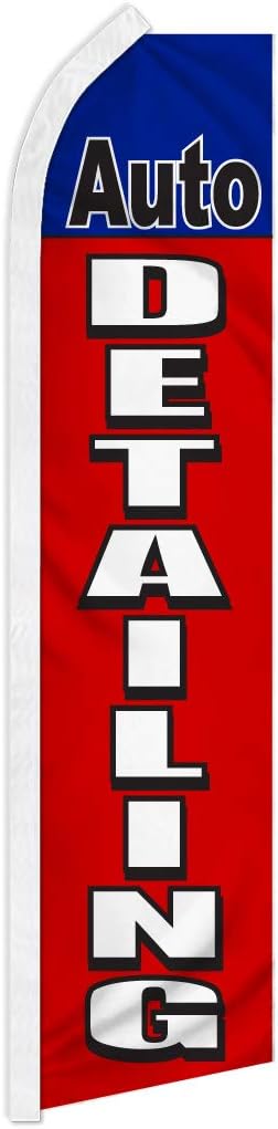 Auto Detailing Swooper Advertising Flag - Perfect for Car Washes, Auto Detailing Locations, Dealerships