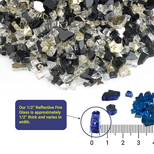 American Fireglass 1/2” Reflective Fire Glass | Use In Fireplace, Fire Pit Or Bowl | For Natural Gas Or Propane Fires | Safe Tempered Glass For Outdoor & Indoor | Las Vegas, 10Lb Bag #TOP2