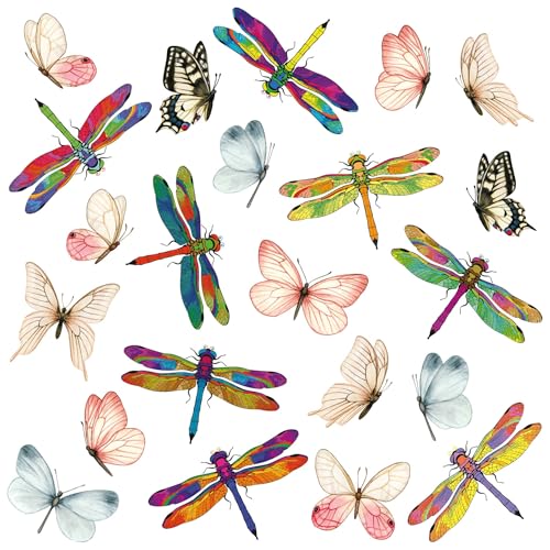 Adesivi per finestra, 8 pezzi, bellissimi ed elettrostatici, decorativi, a forma di libellule, evita che gli uccelli sbattano sulle finestre