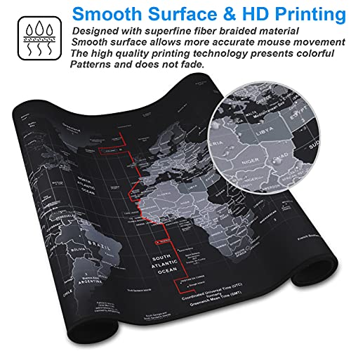 Cmhoo Xxl Professional Large Mouse Pad & Computer Game Mouse Mat (35.4X15.7X0.1In, Map) (90*40 Map) #TOP3