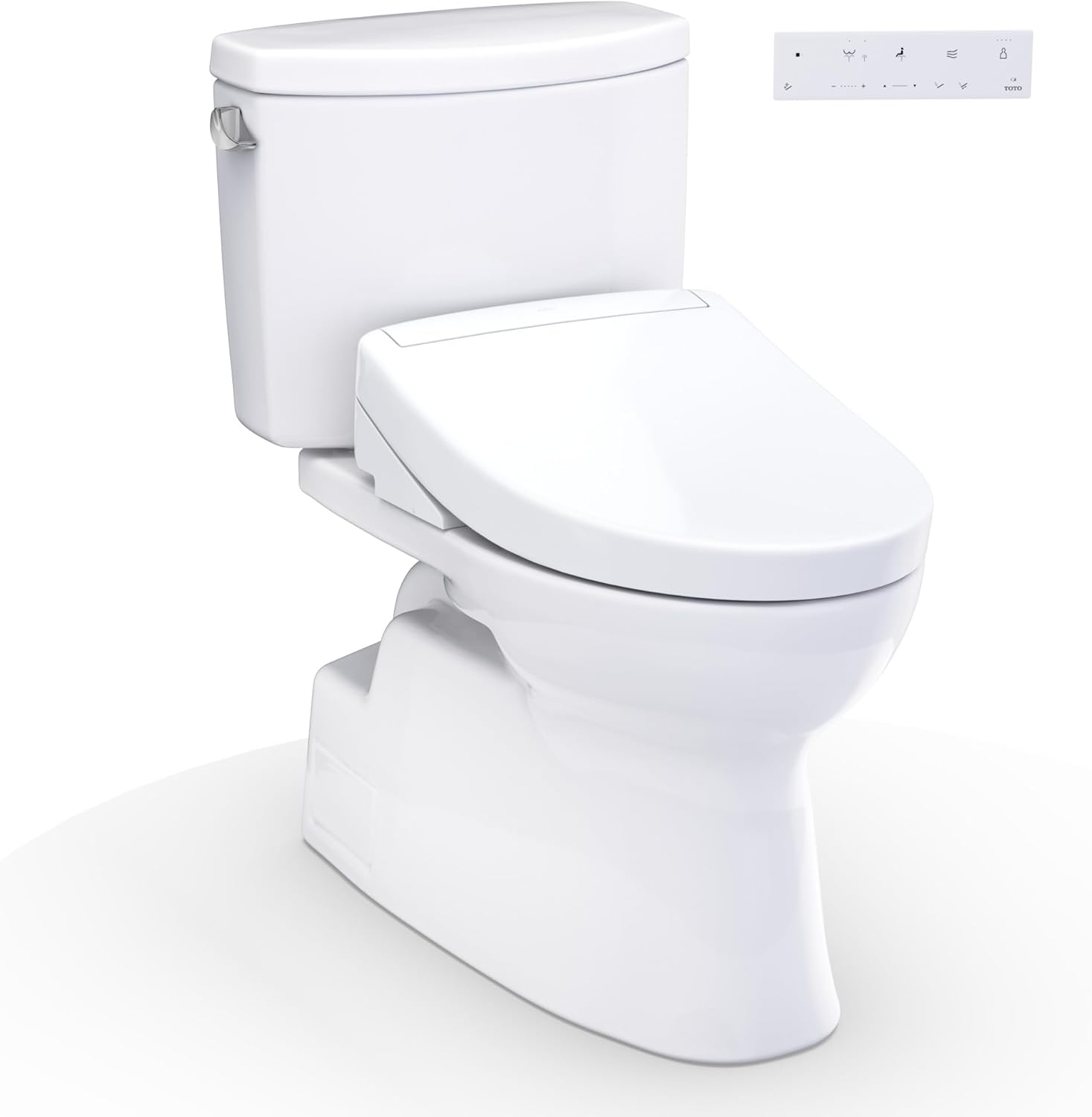 TOTO® WASHLET+® Vespin® II Two-Piece Elongated 1.28 GPF Toilet and WASHLET+® S5 Bidet Seat, Cotton White - MW4743446CEFG#01