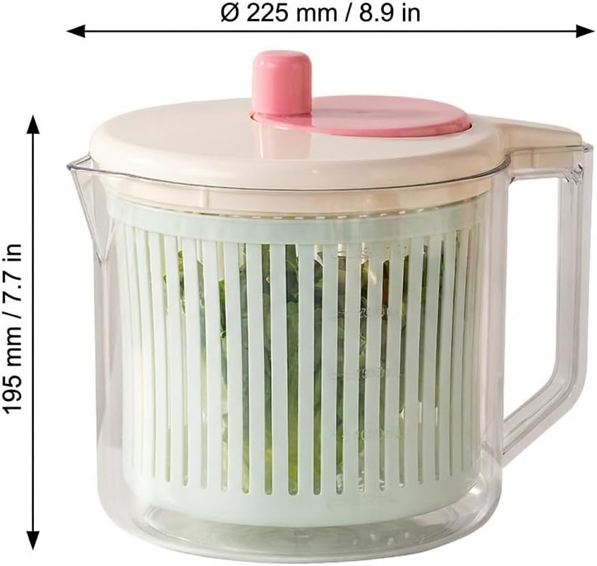 1.9 Gallon Large Salad Spinner, 2-in-1 Vegetable Washer and Dryer with Hand Crank, BPA-Free Food-Safe Material, Easy-to-Clean Detachable Design for Fruit & Greens