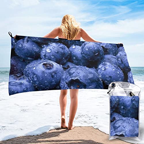 Blueberry Serviette de bain en microfibre à séchage rapide pour la plage, la natation, les voyages, le sport, la plage, le yoga, la salle de bain, en plein air, 70 x 140 cm Cover
