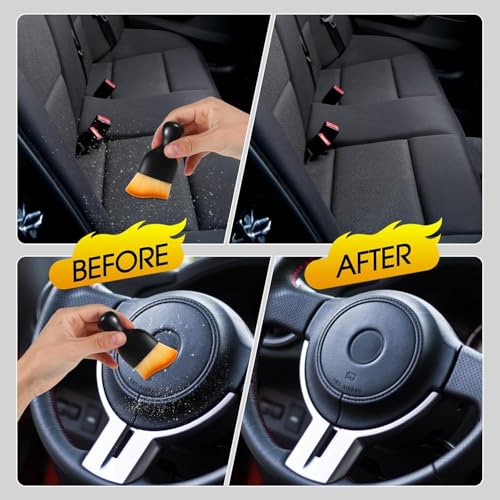 Image of Car Interior Detail Dust Brush,Soft Car Interior Detailing Kit Tools,Dash Duster Brush for Auto,Truck,SUV,RV Interior Cleaning-3 PCS