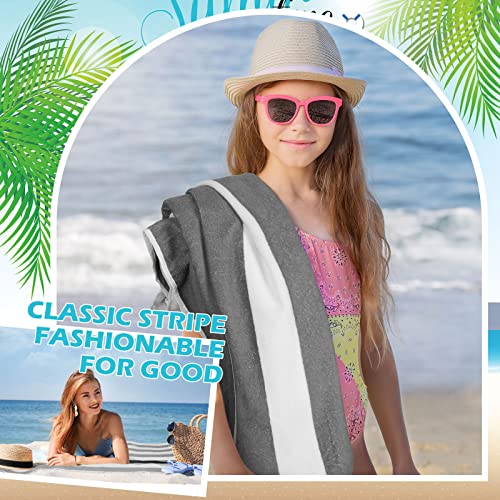 12 Pack Striped Beach Towels Bulk Oversized Pool Towel Travel Swim Bath Quick Dry Camp Towel Extra Large Lightweight Towel For Women Men Gym Spa Soft Plush Blanket, 63 X 32 Inch (Gray) #TOP4