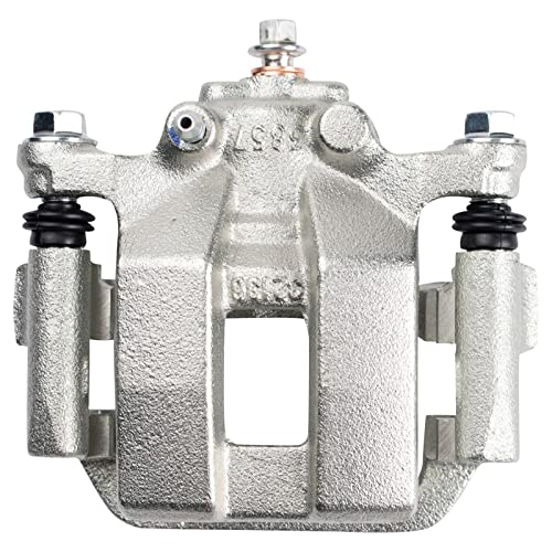 Image of TRQ Rear Driver and Passenger Side Brake Caliper Set Caliper Brackets Hardware Compatible with 19-20 Nissan Rogue with Manual Parking Brake 17-18 Rogue SL Hybrid 17-18 SV Hybrid 14
