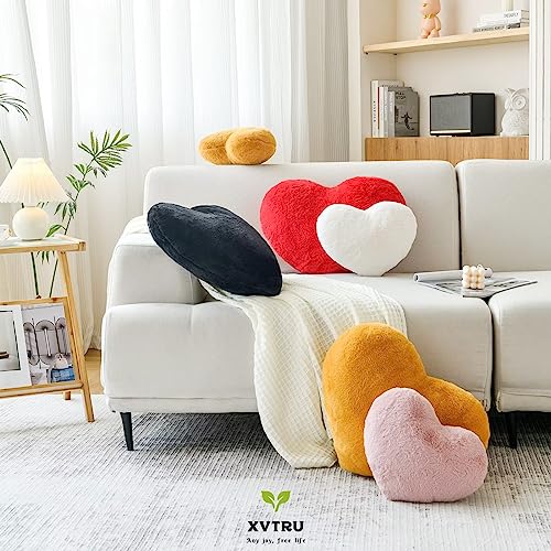 Xvtru Heart Pillow, Soft Dusty Pink Heart Shaped Pillow, Cute Faux Rabbit Fur Room Decorative Throw Pillow, 12.9 Inchx9.8 Inch Heart Plush Cushion For Couch Bed Kid Girls Women Valentine'S Day Gift thumb #3