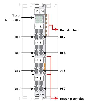 WAGO 750-430 24VDC, 35 DIN Rail. IP20, 3MS Input Filter, 8 Digital INPUTS, 8-Channel, Input Module