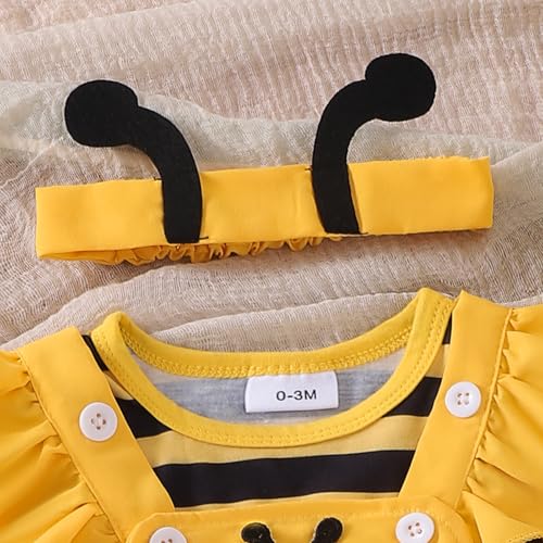 Baby Girl Clothes Outfits Fall Winter Infant Dress Romper Cartoon Ruffle Suspender Skirt Headband 3Pcs 0-18 Months4