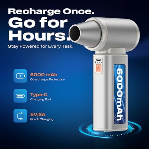 Image of Cordless Vacuum Cleaner with Blower | More Suction,7000 PA | Brushless Motor | 54m /s Airflow | 6000mAh Turbo Blower for Keyboard, PC, Car, Home Dust Cleaning and More | Stepless Speed Control