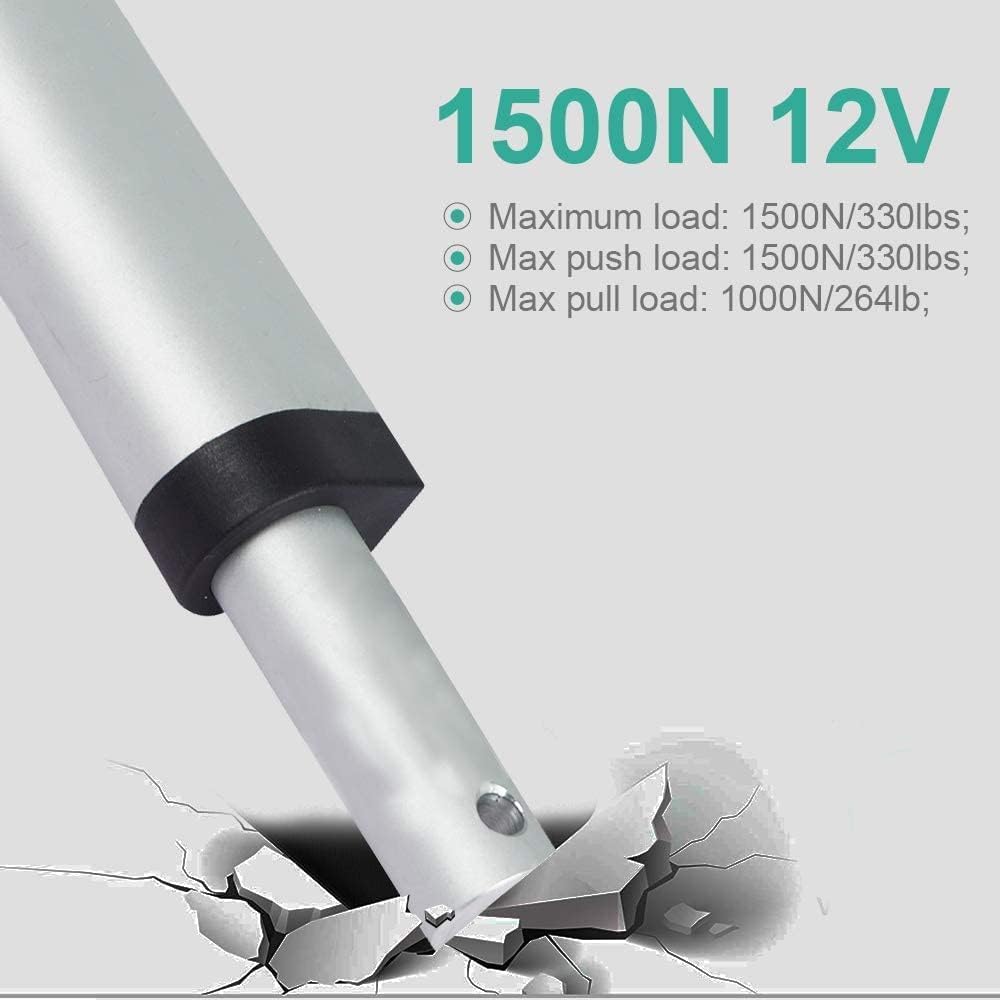 DCHOUSE Lot de 2 actionneurs linéaires robustes 12V, course de 50mm, moteur de levage maximal de 150kg, kit de télécommande sans fil avec supports de montage (1500N, 2 pouces)