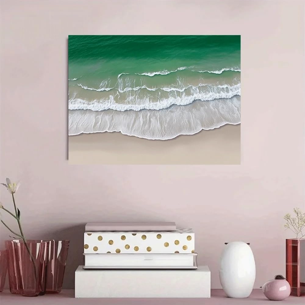 LTjiajuypd Canvas Print Poster Ocean Waves Beach Scene Coastal View Art Summer(70x110cm/Frameless)