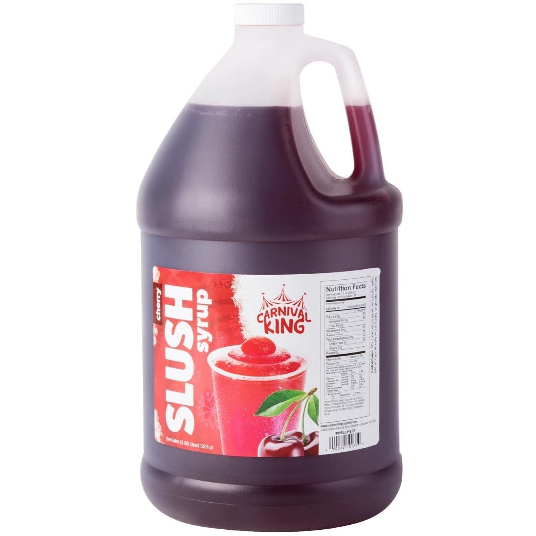 Carnival King 1 Gallon Slushy Syrup Cherry Concentrated Drink Mix 5:1 Ratio for Frozen Slushies, Smoothies & More