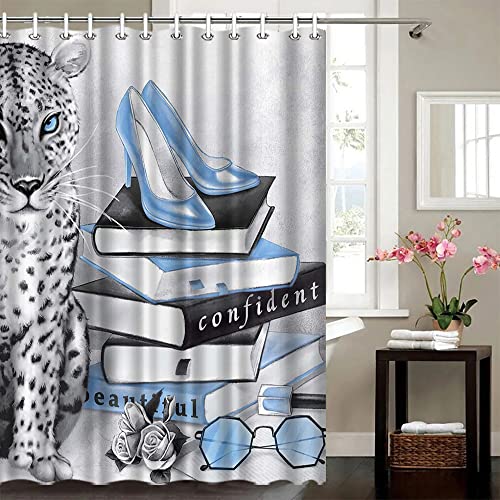 Atgowac Blue Shower Curtain Cheetah Shower Curtain Leopard Shower Curtain Animal Print Shower Curtain Bathroom Decor #TOP2