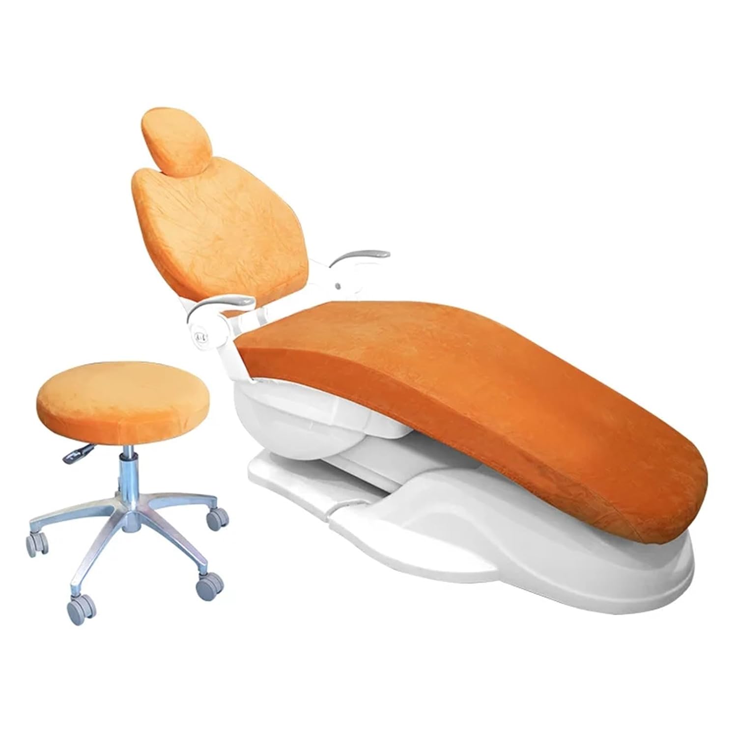 Dental Chair Cover 4pcs/Set Washable Dustproof Dental Chair Seat Cover Elastic Fabric Dentist Stool Pillow Protector(Orange)