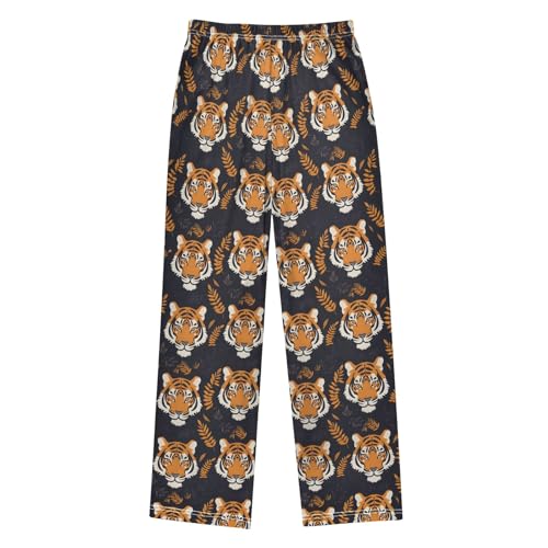 Hand Drawn Tiger Pajama Pants Lounge Sleep Pants Elastic Waist Long Pajama Bottoms with Pockets for 6-14 Years2