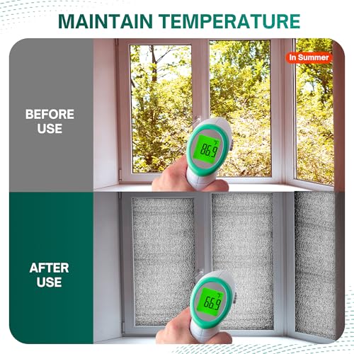 Window Insulation for Winter, Reflective Insulation Roll 48 in X 10 Feet, Double-Sided Aluminum Foam Core Radiant Barrier Kit with Tape for RV Windows Garage Door (Folded Package)