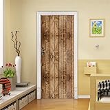 Nustila Wood Grain Door Decals - 2 Pcs Peel and Stick Removable Decorative Vinyl Wallpaper Self Adhesive Interior Door Murals for Home Office Decorations (Brown, 30.3' x 78.7')