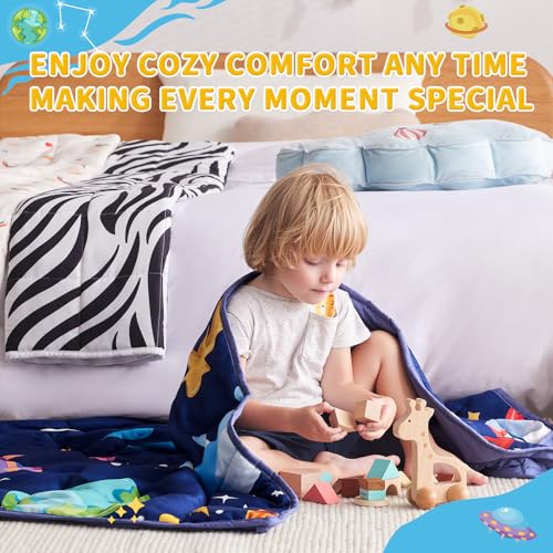 anfie Weighted Blanket Kids(40"x60" 7lbs) Weighted Blanket Cooling Blanket for Sleeping,Throw Size Breathable Blanket with Premium Glass Bead(Blue Aerospace)