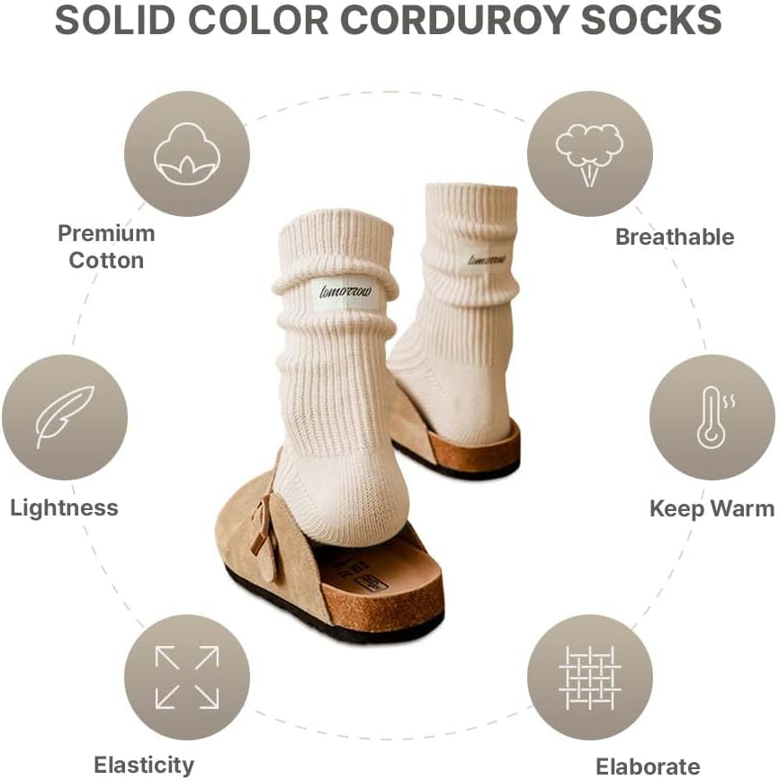 HOMSSEM Ribbed Socks Women Cozy Socks – 5 Pair Cute Womens Crew Socks - Image 7