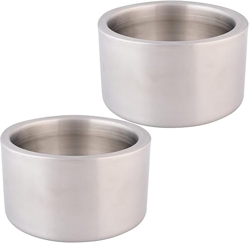 Miniatura 10 de Cuencos de acero inoxidable para perros, cuencos de agua para perros grandes (juego de 2) cuencos de doble pared para mascotas  Uso como cuenco para