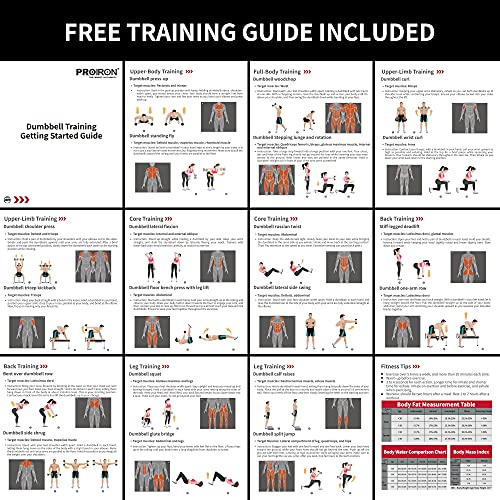 Proiron Halterset met 2 korte halterstangen en gietijzeren gewichtsschijven, 20 kg, met gekartelde greep, stersluitingen… - Afbeelding 5