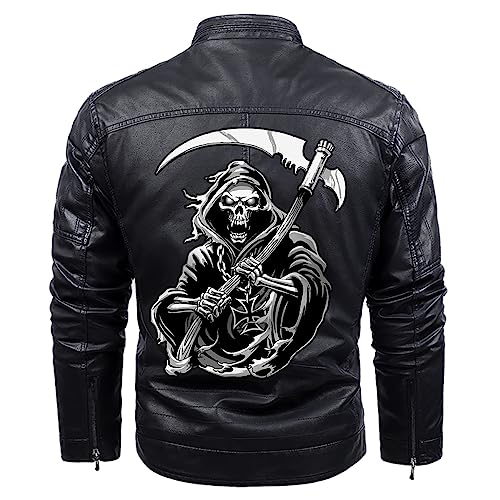 Dark Grim Death Skull Gothic Custom Men PU Leather Vest Jacket Coat2