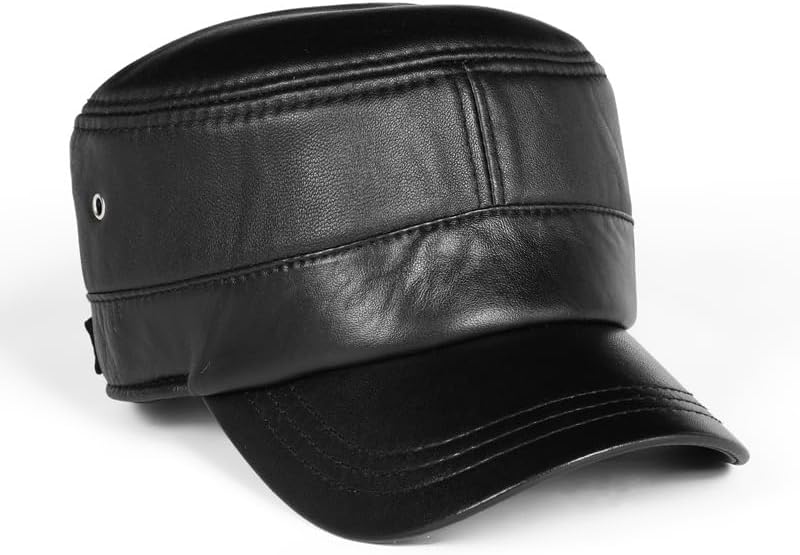 Winter Men Leather Ceiling Earmuffs Flat Hat Male Keep Warm Leisure 57-60 cm Adjustable Gorro Cow Skin Caps