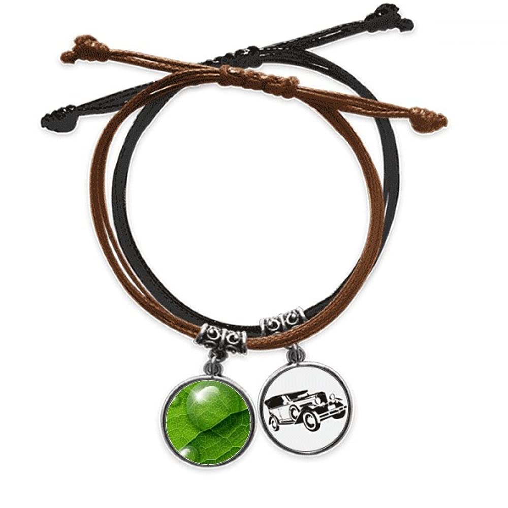 Bracelet cuir plantes vertes tressé main ajustable et durable - 3