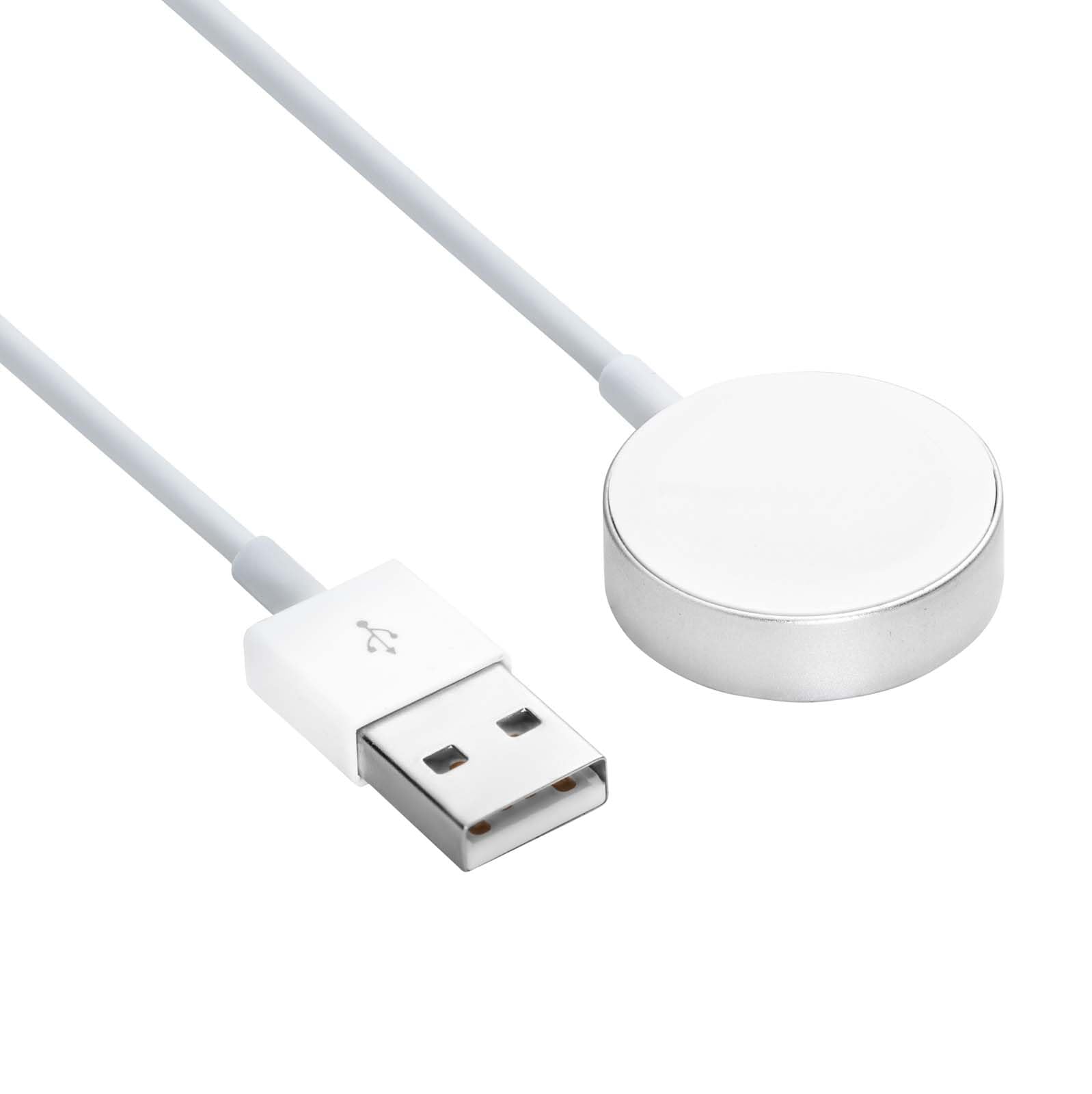 AKYGA AK-SW-44 kabel do ładowania USB, kompatybilny z Apple Watch Ultra 2 / Series 9/8/7/6/5/4/3/2/1, aluminium, 1 m, biała ładowarka